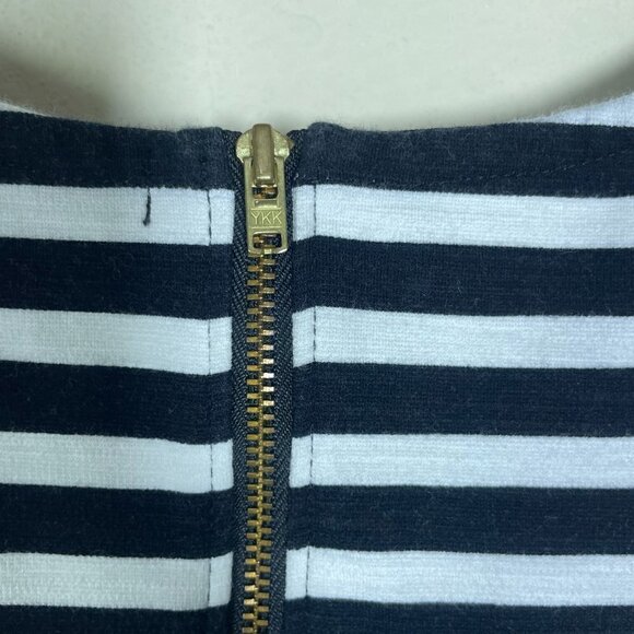 J Crew Womens Black White Striped SS Sheath Dress Zip Back XS - Picture 5 of 6